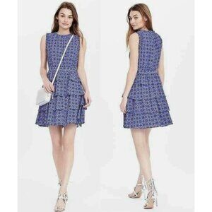 Banana Republic Navy Floral Tiered Mini Dress